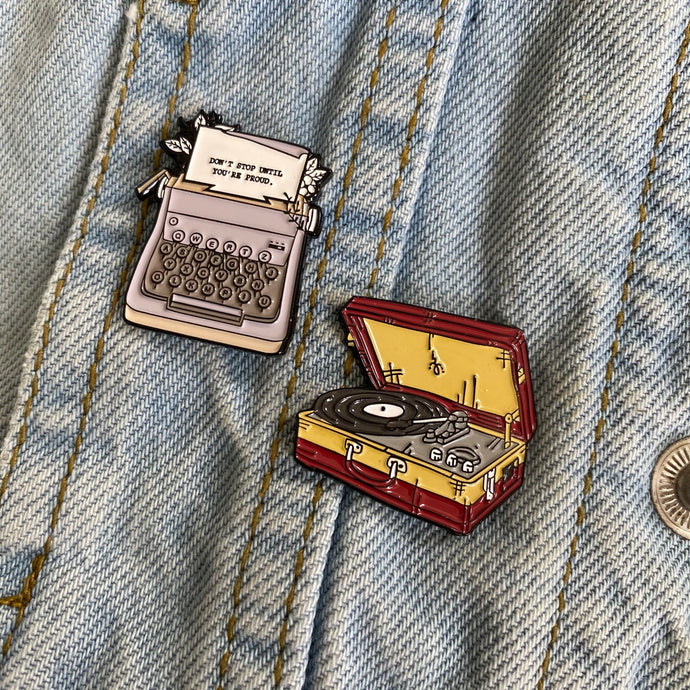 Vinyl and Typewriter Pin