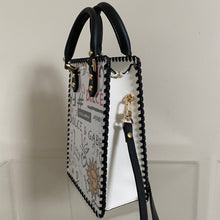 Load image into Gallery viewer, Upcycled/Repurposed Crossbody Bag (print 12) $300
