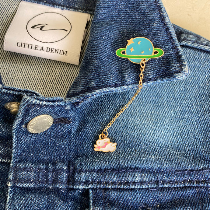 Planet and Cat Pin